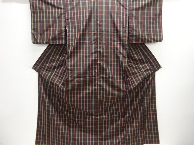 JAPANESE KIMONO / KIMONO ENSEMBLE / SILK / YONEZAWA TSUMUGI / WOVEN GRID